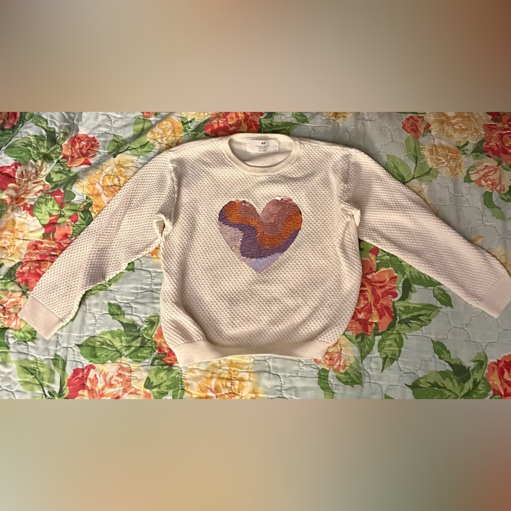 H&M Kids Sequin Heart Sweater 5t